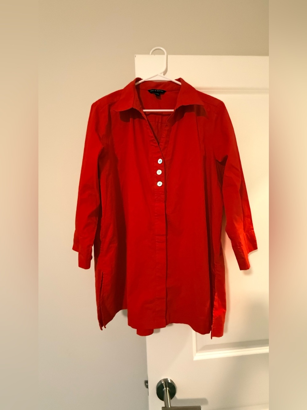 Zac & Rachel Bold Red Button-Front Tunic